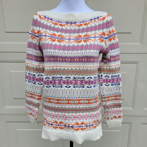 Lauren Ralph Lauren Geometric Fair Isle Boatneck Tunic Sweater size Medium - Picture 1 of 15